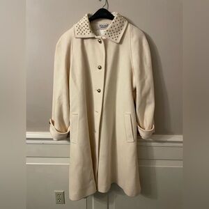 Women’s Vintage Braefair Cream Beige Jacket Wool Coat Size XL